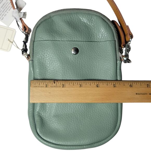 Divina Firenze Amanda Leather Cell Phone Crossbody Bag Purse Mint Green Italy - Picture 9 of 13
